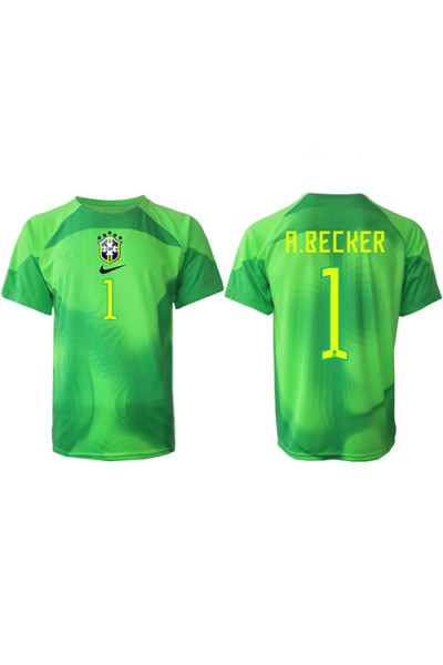 Fotbalové Dres Brazílie Alisson Becker #1 Brankářské Venkovní Oblečení MS 2022 Krátký Rukáv